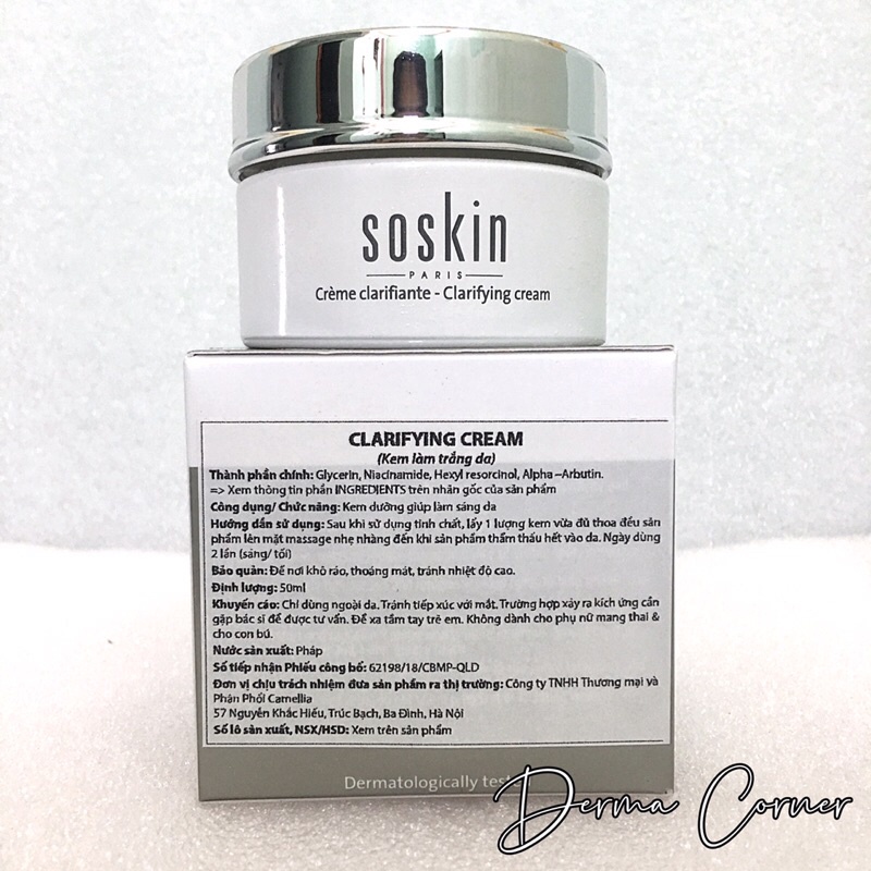 [Mã 44FMCGSALE1 giảm 10% đơn 250K] KEM DƯỠNG TRẮNG DA SOSKIN CLARIFYING CREAM