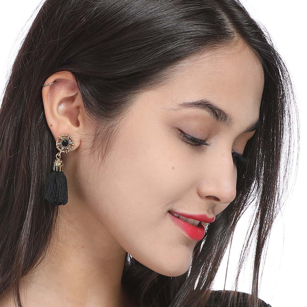 Hoa tai tua rua dài đính đá pha lê phong cách cổ điển