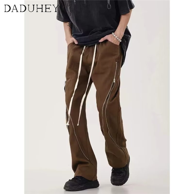 DaDuHey Autumn American Loose Zipper Overalls Fashion Brand Drawstring Straight Casual Pants