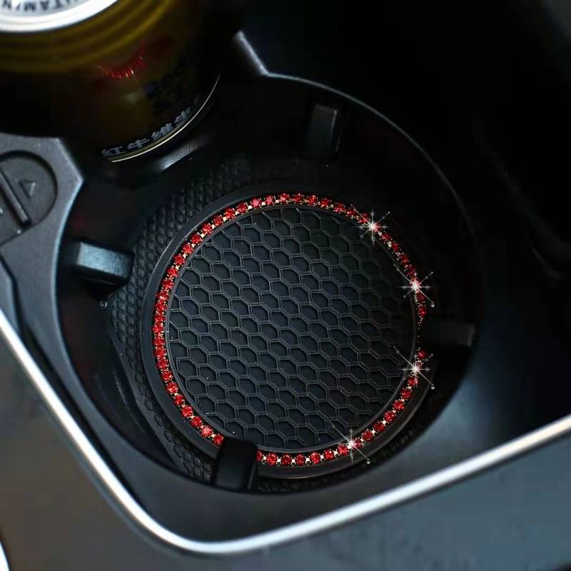 Miếng lót ly bằng silicon hình tròn dập nổi kim cương linh hoạt keo cách nhiệt chống trượt trang trí cho nội thất ô tô