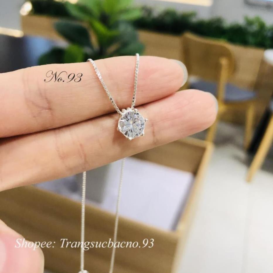 (BẠC CHUẨN)  DÂY CHUYỀN BẠC Ý 925 CHO NỮ MẶT ĐÁ TRÒN PHỤ KIỆN TRANG SỨC CAO CẤP NO.93 VÒNG CỔ NỮ ĐẸP