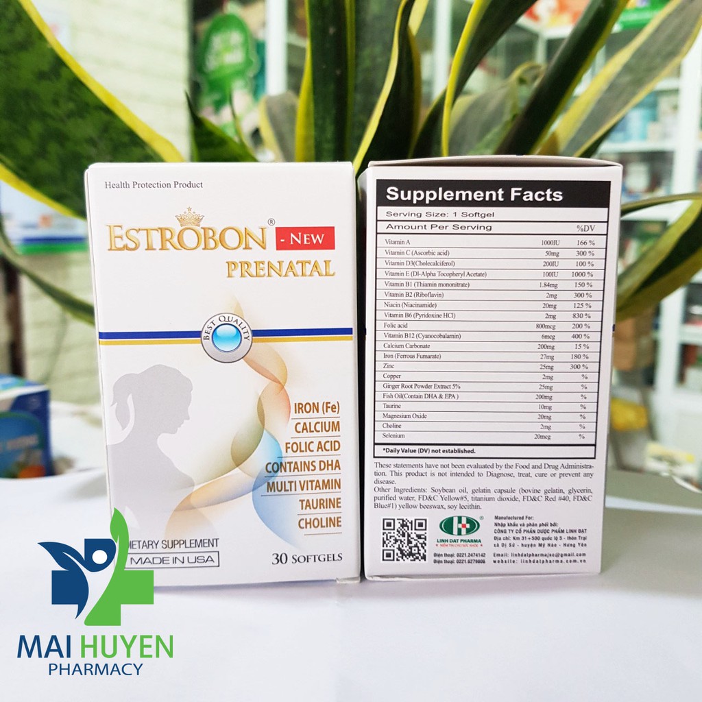 ESTROBON - Sắt bổ tổng hợp bà bầu và cho con bú -Giảm nôn nghén -  chính hãng