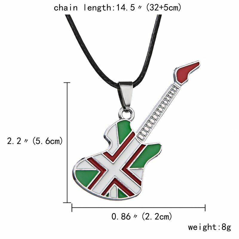 Vòng cổ Da Phối Mặt Hình Đàn Ghita Thép Không Gỉ Thời Trang Mới