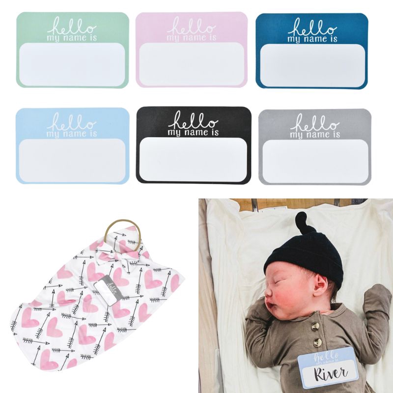 Mary☆et Name Tag Labels Hello sticker Baby Announcement Sticker Newborn Hospital Photography