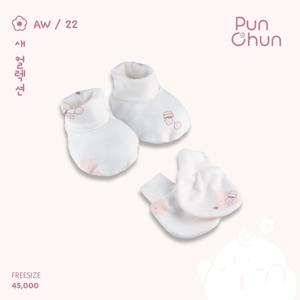 [PUNCHUN] Set bao tay bao chân cho bé sơ sinh Punchun(4 màu)