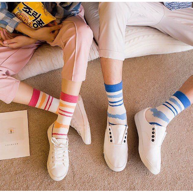 Tất Cổ Cao Nam Nữ Viền Bản Dày