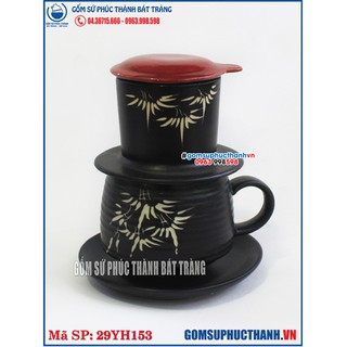 Phin pha cafe bằng sứ dáng Bầu men Gốm lòng đỏ
