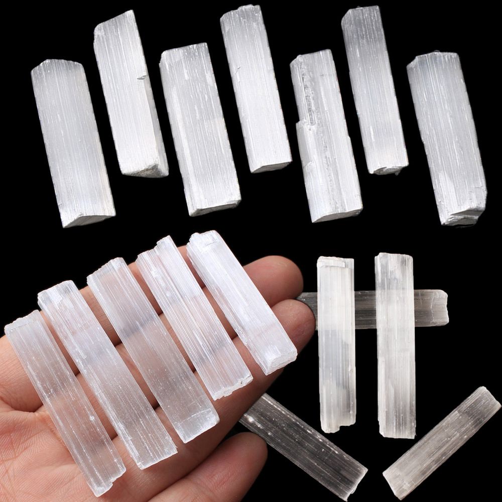Thanh đá selenite trắng trong suốt dùng làm trang sức thủ công tiện dụng
