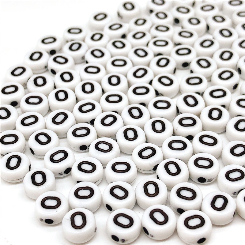 Bộ 50 hạt nhựa Acrylic 6mm khắc chữ cái và chữ I O/U