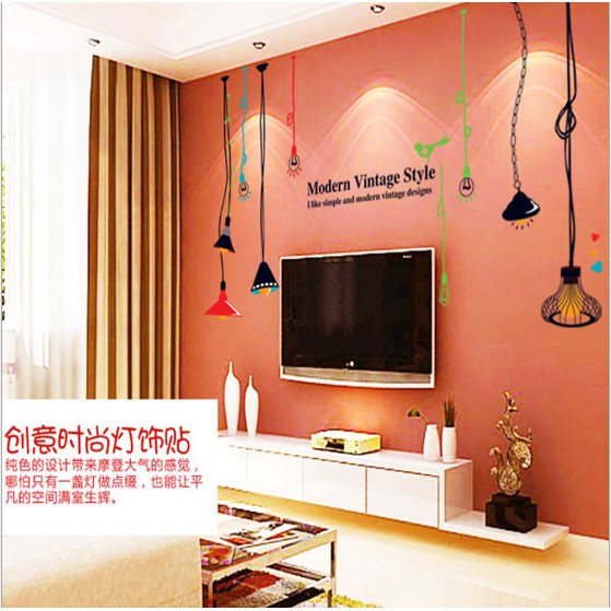 Decal trang trí tường đèn chùm 02