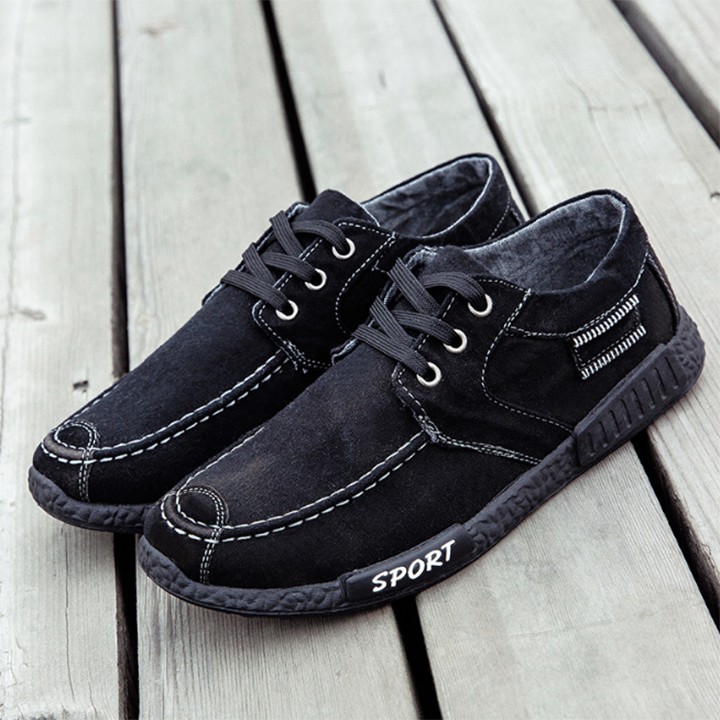 Giày nam Sport khóa lệch cá tính buộc dây thời trang màu xám