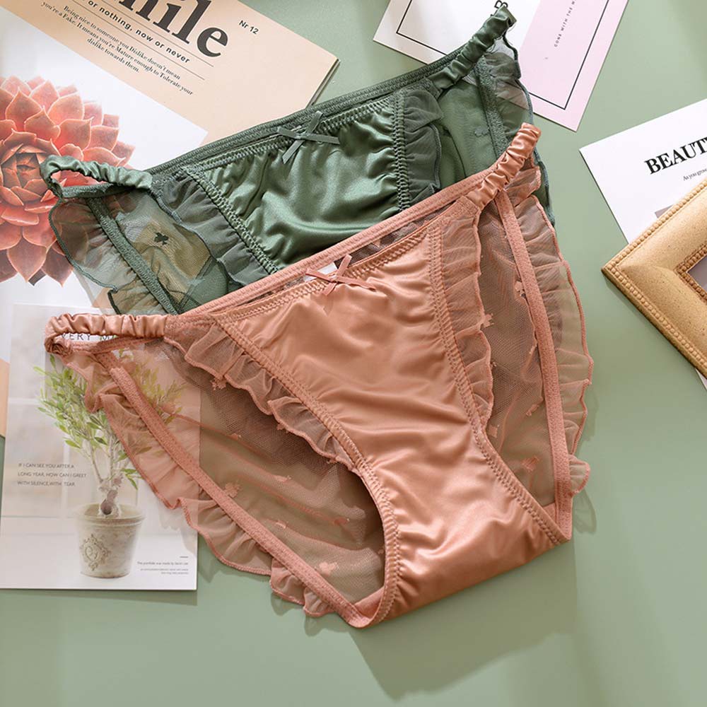 Aubrey Quần Lót Cotton Không Đường May Lưng Thấp Phối Ren Đính Nơ Màu Trơn Gợi Cảm Cho Nữ | BigBuy360 - bigbuy360.vn