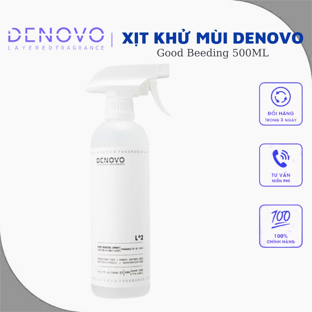 Xịt khử mùi khử trùng kháng khuẩn DENOVO Good Bedding Hàn Quốc 500ML - Xịt khử mùi phòng ngủ, quần áo an toàn cho bé