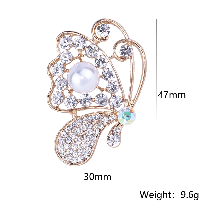 Ghim Cài Áo Hình Bướm Đính Đá Và Ngọc Trai Thời Trang Cho Nữ