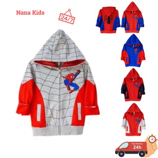 Áo khoác nhện spiderman da cá thương hiệu TINA kids thấm hút mồ hôi tốt co giãn 4 chiều cho bé 5 đến 12 tuổi.