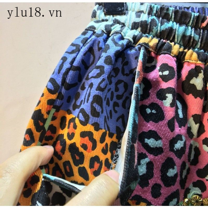 Hàng Có Sẵn Quần Short Dây Rút Ống Rộng Lưng Thun Co Giãn In Họa Tiết Da Báo Hạng Nặng Thời Trang Mùa Hè 2022