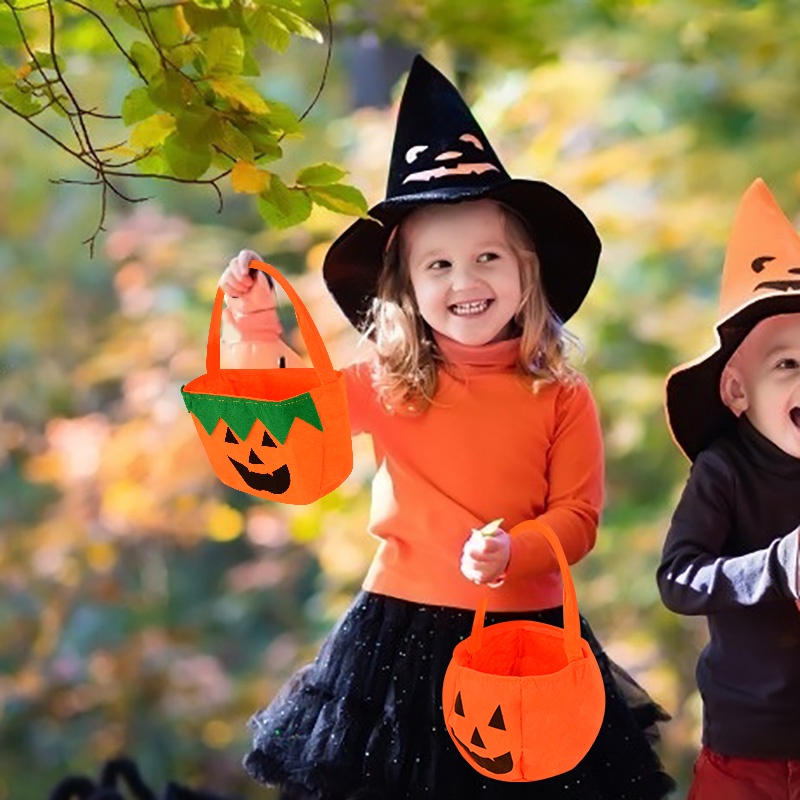 1 Giỏ Đựng Kẹo Halloween Hình Bí Ngô