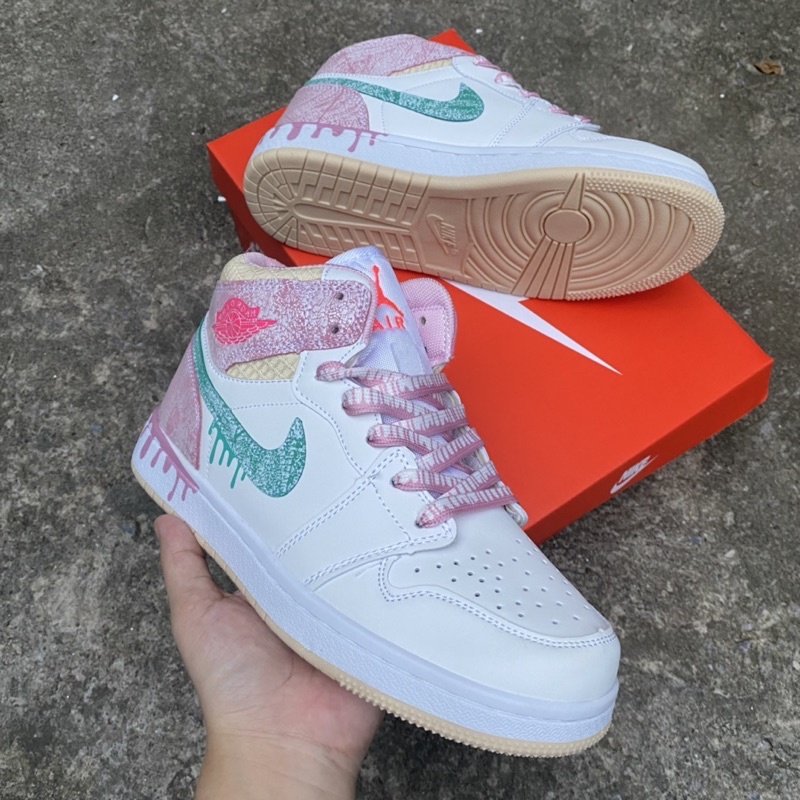 Giầy Jordan 1 hồng icecream cao cổ Fullbox