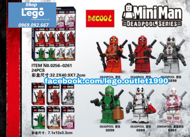 Bộ sưu tập gia đình Deadpool (6 mẫu) Lego Minifigures Decool 0256 0261