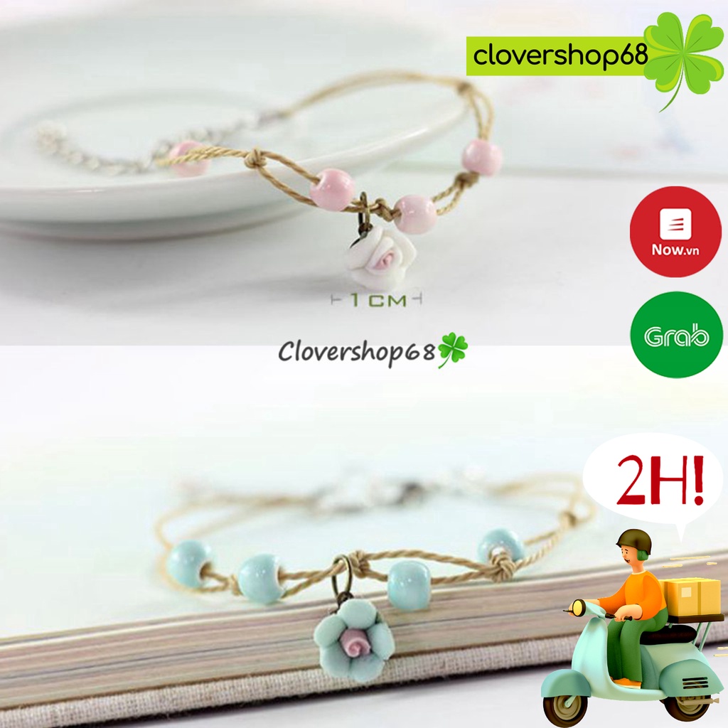 Vòng đeo tay gốm bông hồng xinh  Clovershop68