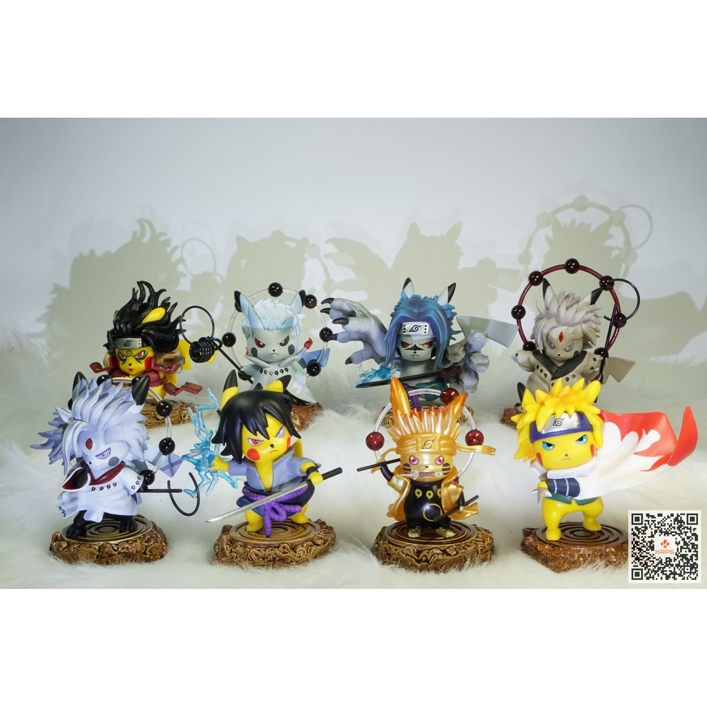 Mô hình Pikachu cosplay Naruto Sasuke, Madara, Obito, Minato (Đệ tứ), Hashirama (Đệ nhất)