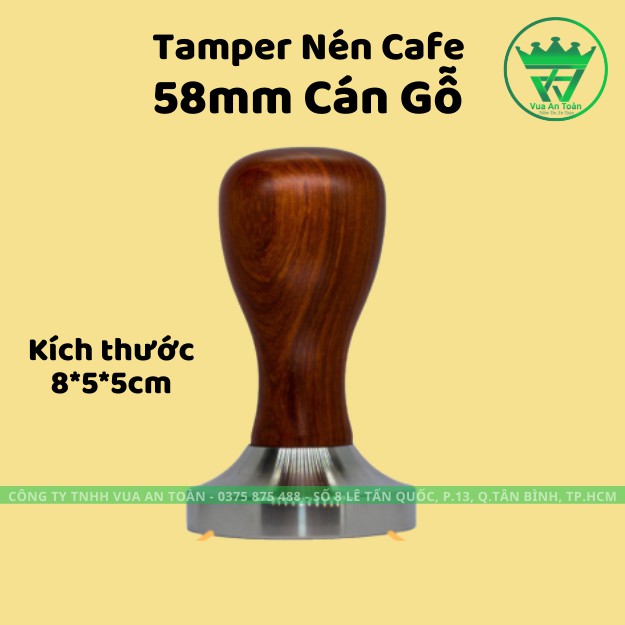 Tamper Cán Gỗ Nén Cà Phê 58mm Kích thước 8*5*5cm