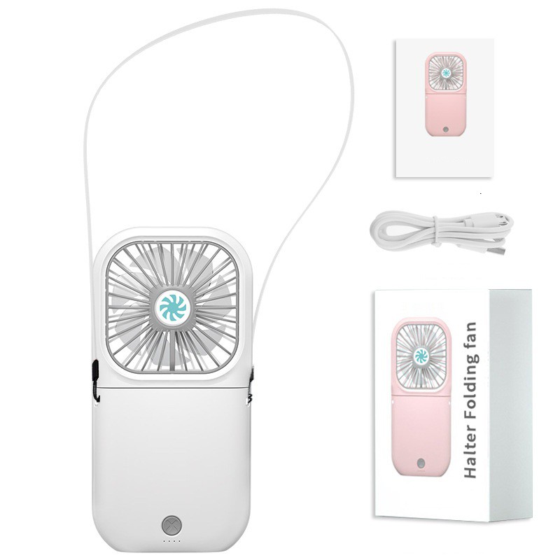 QUẠT MINI HALTER FOLDING FAN CỔNG SẠC USB TIỆN LỢI ĐỒNG THỜI SẠC PIN - ĐEO CỔ - GẬP GỌN BỎ TÚI - DUNG LƯỢNG PIN KHỦNG