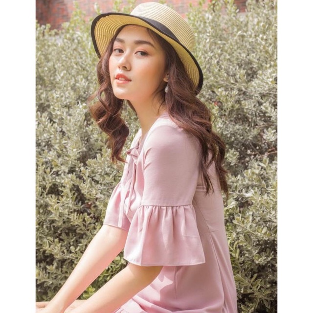 Đầm suông 2 tầng cổ nơ MH