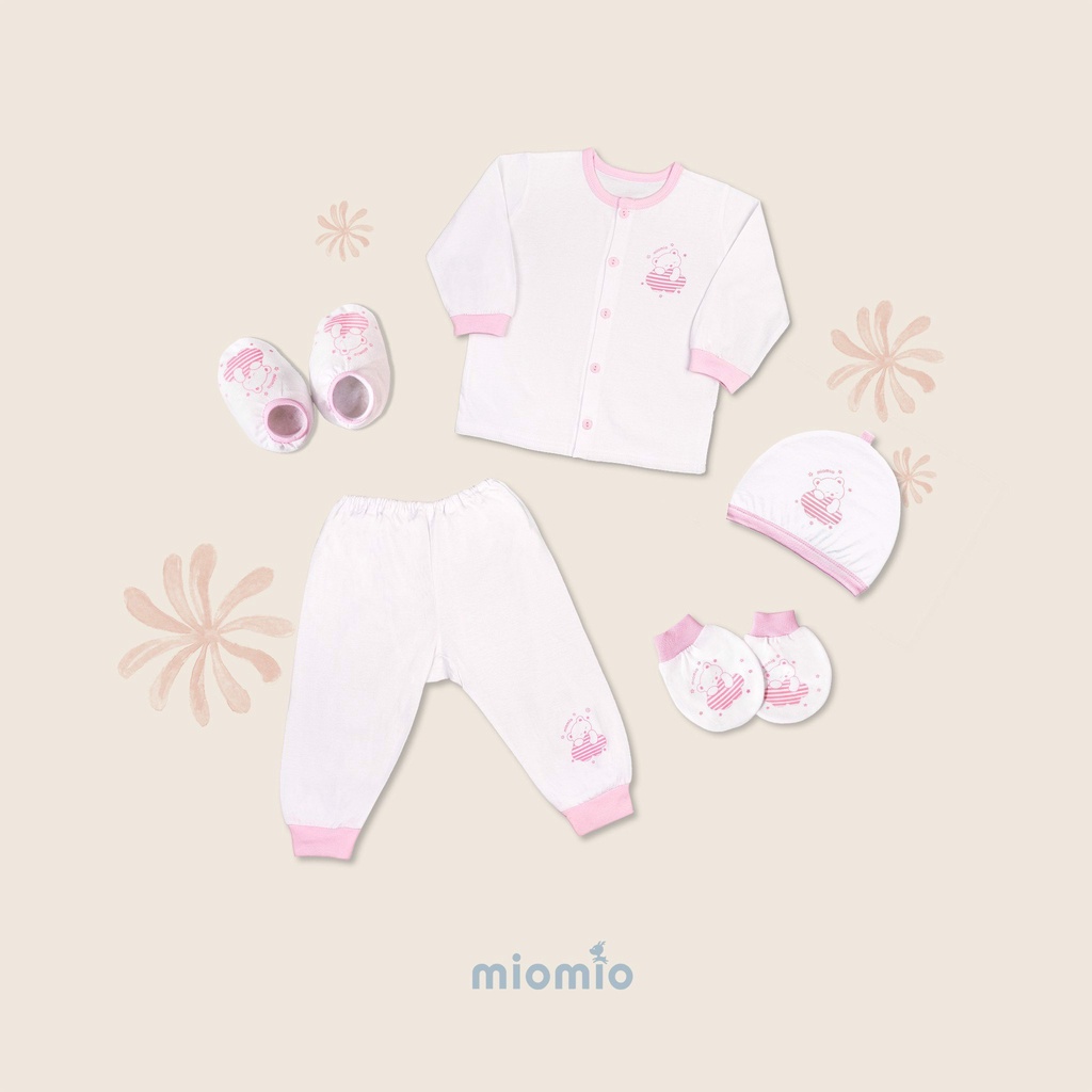 Set Đồ Sơ Sinh 5 Món Dài MIOMIO, In Hình Dễ Thương Cho Bé Trai Bé Gái (Từ 1-3 tháng)