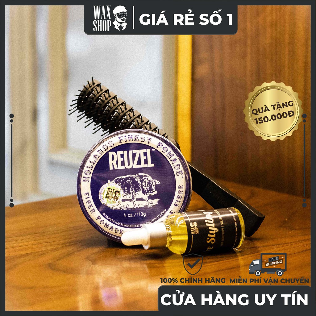 Sáp Vuốt Tóc Reuzel Fiber Pomade 35Gr | 113Gr ⚡[Chính Hãng]⚡ Siêu Giữ Nếp tới 24 Tiếng, Tặng Kèm Pre-Styling Oil + Lược