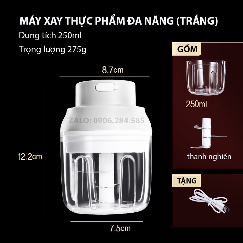 Máy Xay Hành Tỏi Mini Đa Năng Thiết Kế Nhỏ Gọn, Chất Lượng Siêu Bền Hỗ Trợ Sạc USB