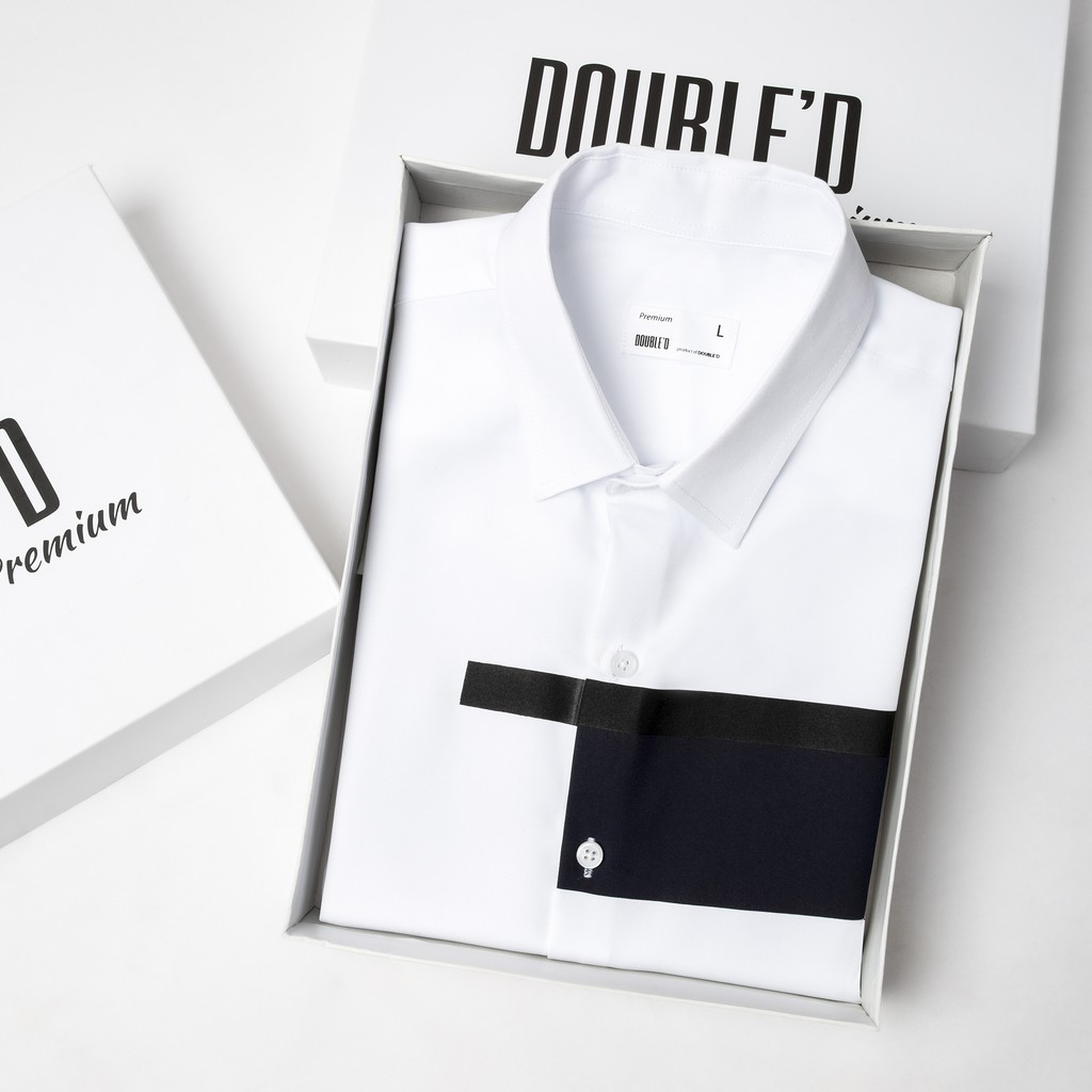 Áo sơ mi nam Double'D màu trắng họa tiết ngực SIN01 | BigBuy360 - bigbuy360.vn