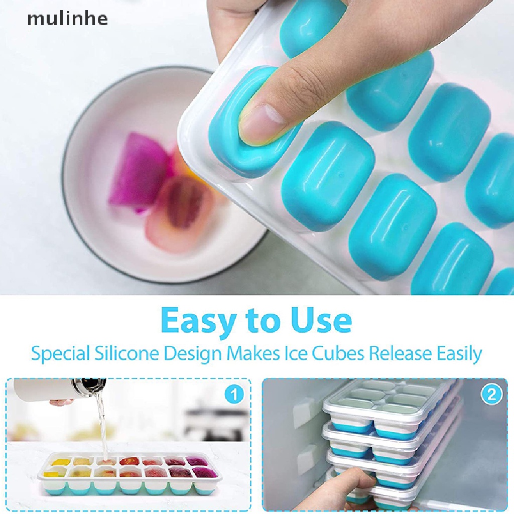 Khuôn silicone làm đá viên có nắp đậy tiện lợi