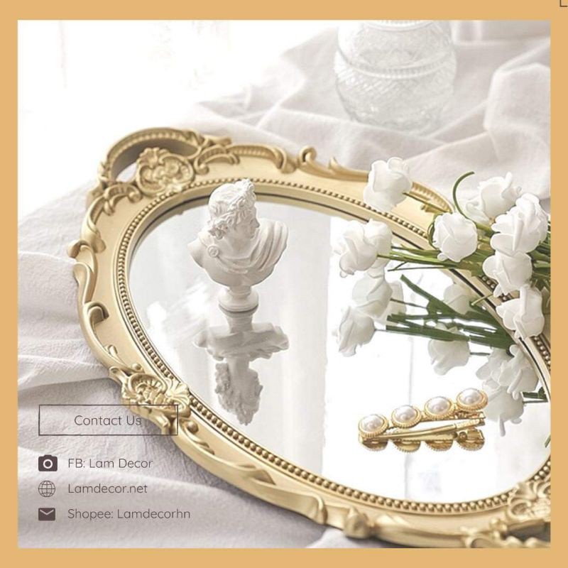 Mirror Tray - Khay gương vintage và sang trọng làm đạo cụ chụp ảnh, phông nền chụp ảnh sản phẩm trang trí