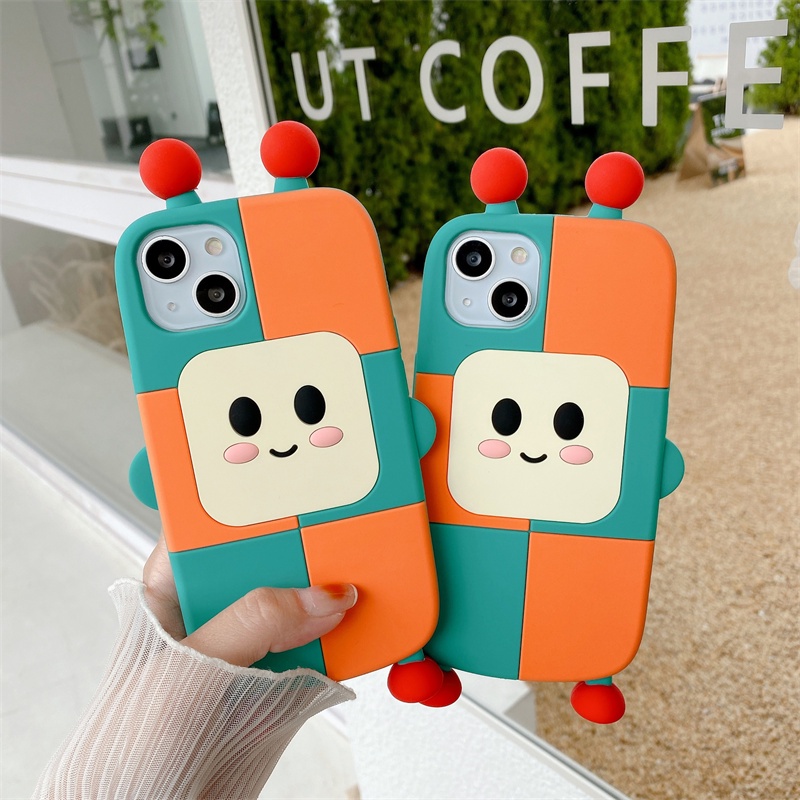 Ốp Điện Thoại Silicone Mềm Hình Robot 3D Cho IPhone13 12 11Pro Max XR X XS Max