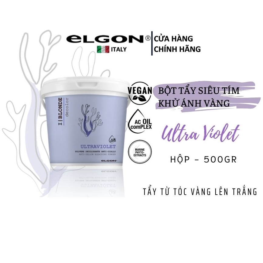 Bột tẩy siêu tím khử LÊN TRẮNG tới 7 cấp độ ELGON I|BLONDE Decolor Ultra Violet 500GR