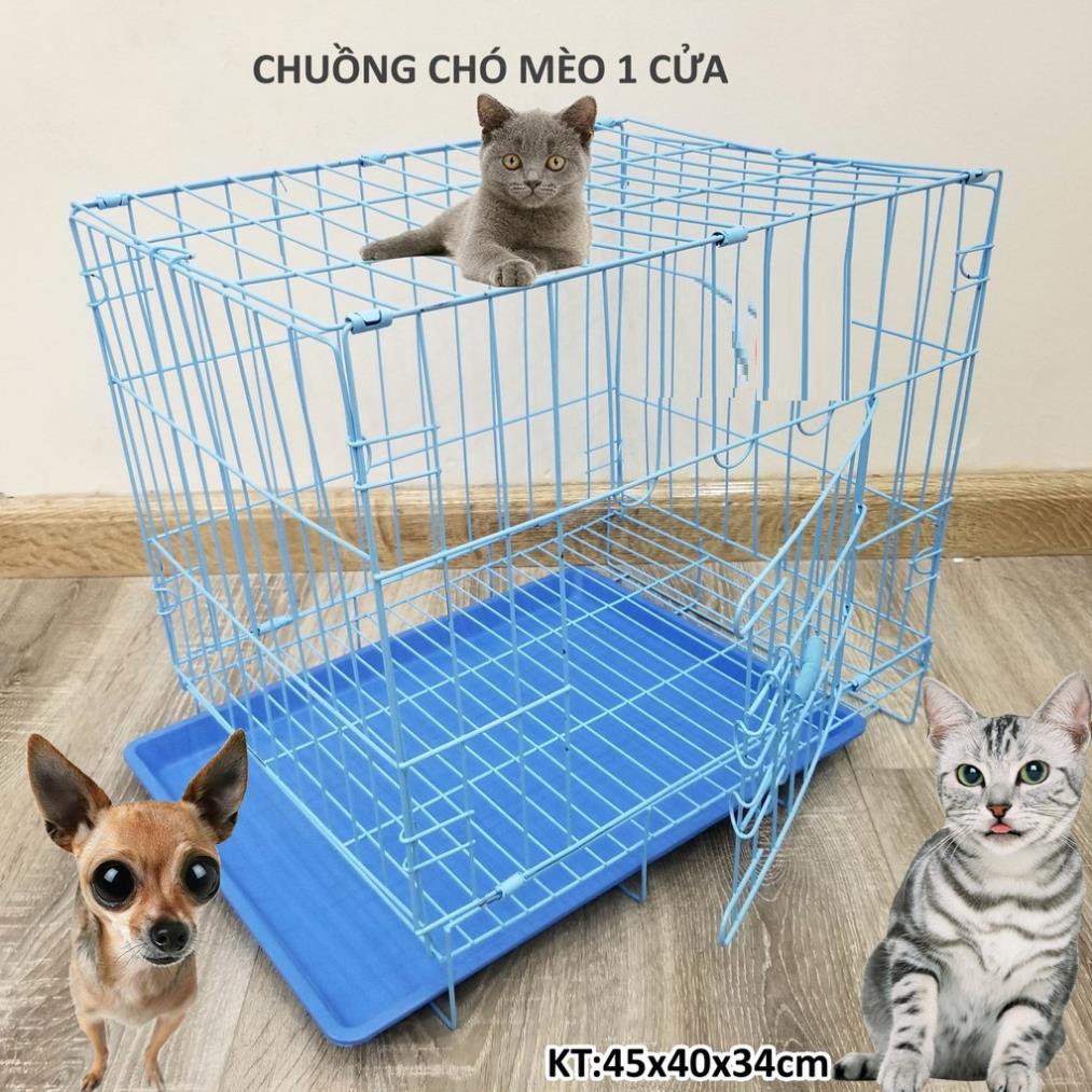 Hanpet.GV- Chuồng nuôi chó mèo dưới 5kg dạng lồng gấp gọn sơn tĩnh điện Màu ngẫu nhiên SD45 + SD35