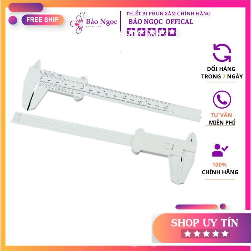 Thước Kẹp Nhựa dùng trong phun xăm đo chân mày màu trắng 150mm