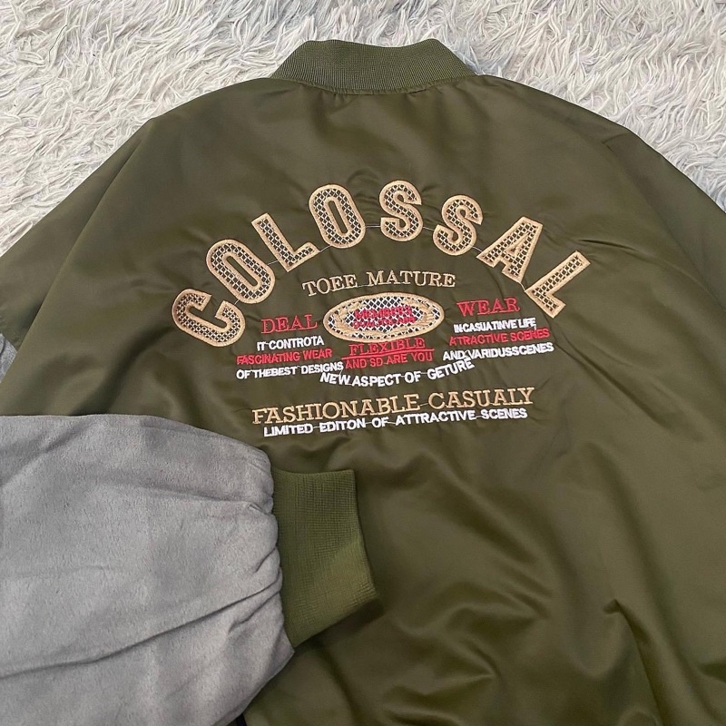 Áo Khoác Bomber Colo Rêu tay xám