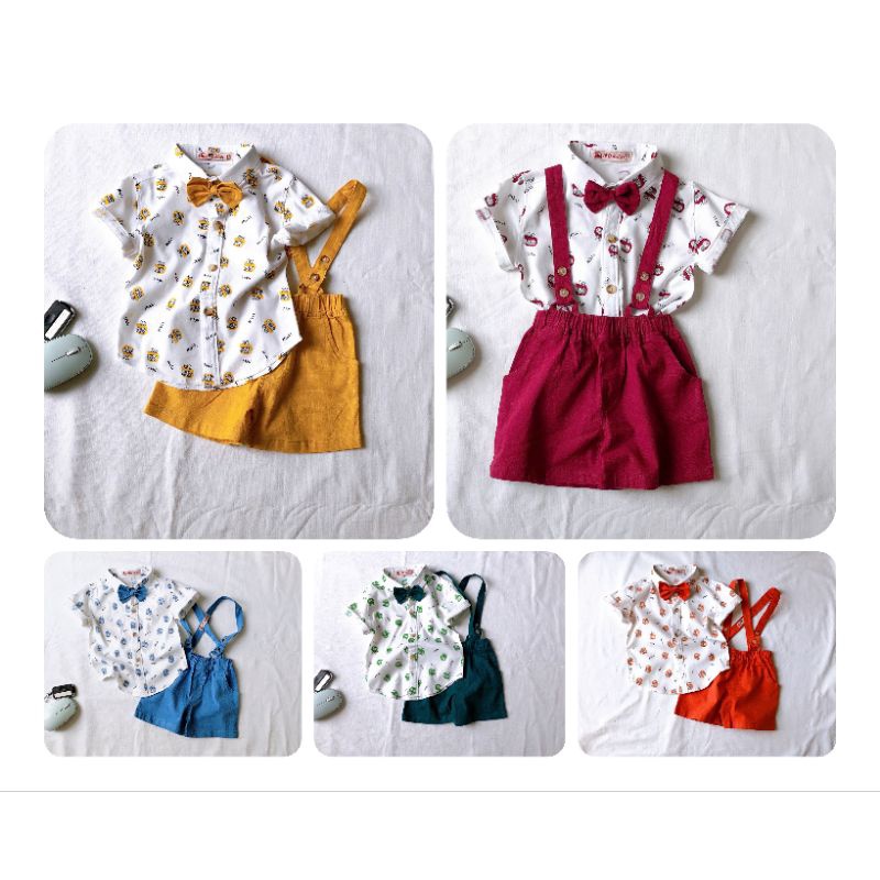 Bộ yếm bé trai đầy tháng thôi nôi họa tiết hoạt hình 5-12kg