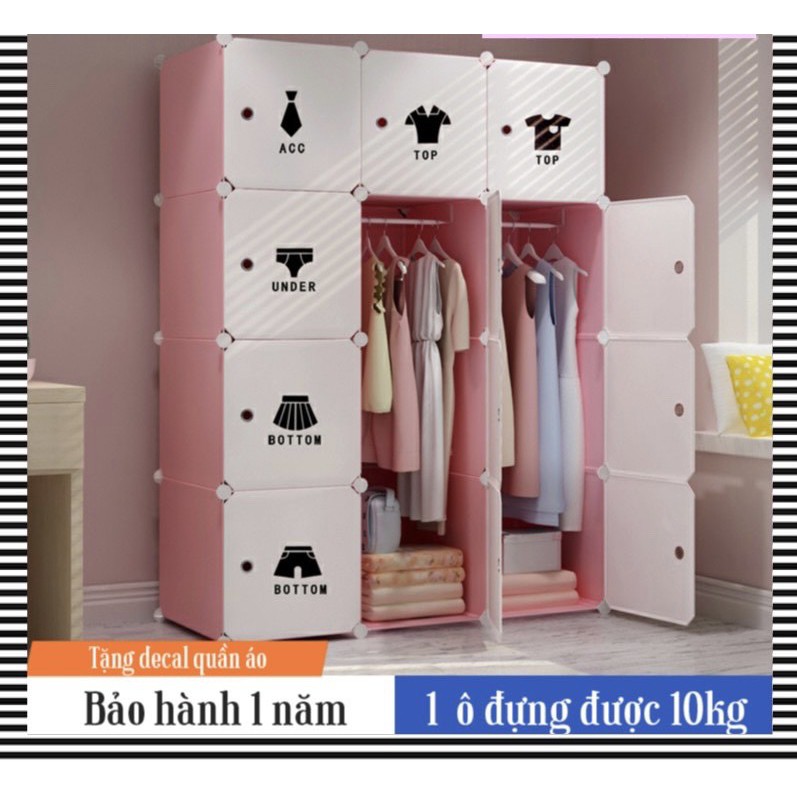 Tủ Nhựa Lắp Ghép Đăng Năng 12 ô .hình đecal sâu 37 và  47 cm ( chọn hình theo phân loại)