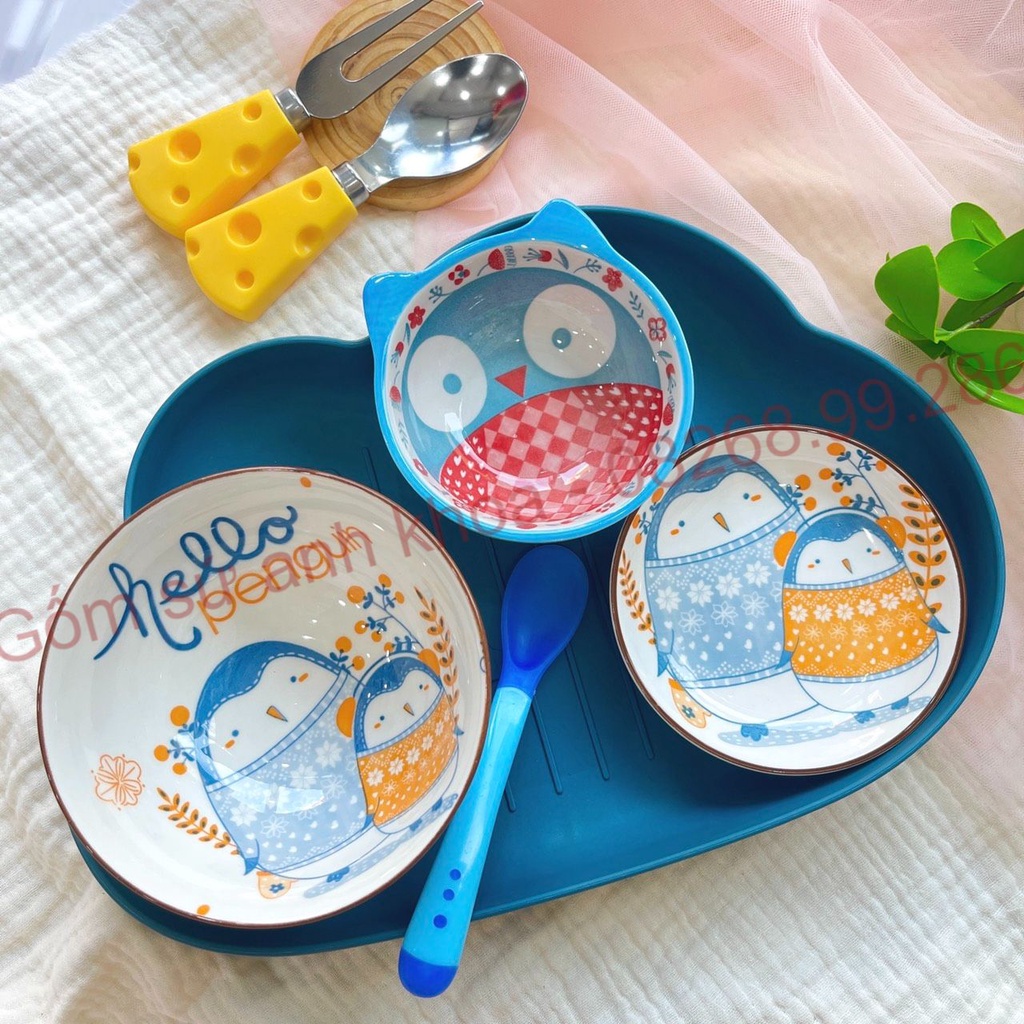 Tổng hợp Các Set Bát Ăn Cơm Trẻ Con Đĩa Sứ Bộ Chén Dĩa Sứ Dễ Thương, Ăn dặm cho bé decor xinh yêu