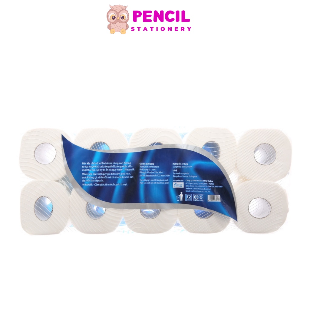 Giấy Vệ Sinh Watersilk 10 Cuộn 12 Cuộn/Túi Có Lõi Cao Cấp
