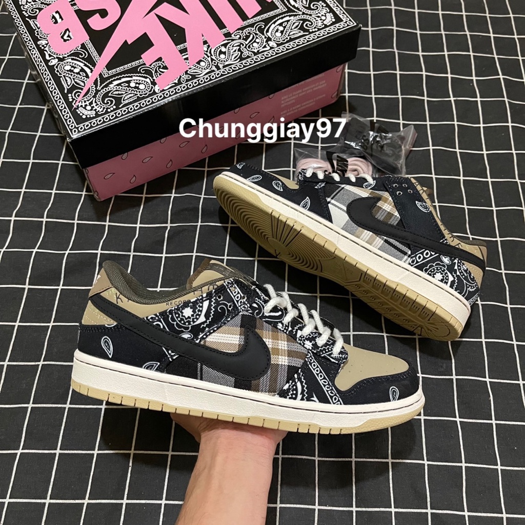 Giày JODAN SB travis scott nâu đen hoa cao cấp