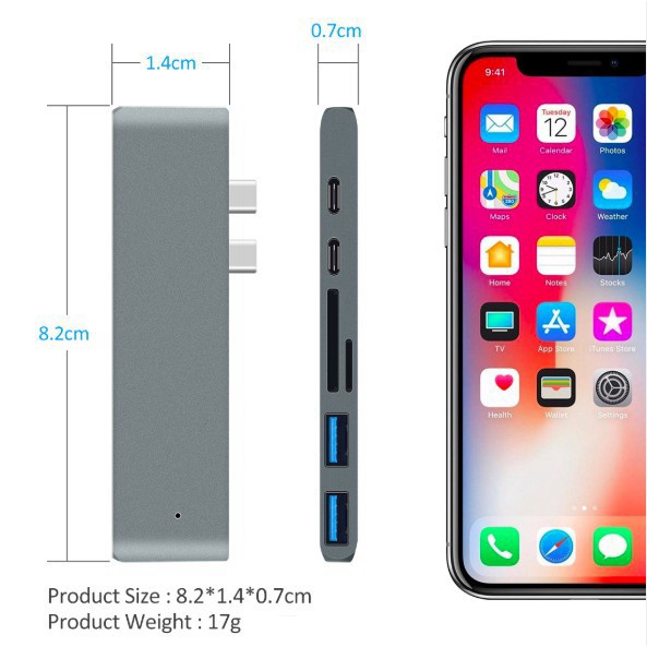 Woldmart - Bộ chia Macbook HUD Dual TypeC 7in1 40Gbps HDMI 4K