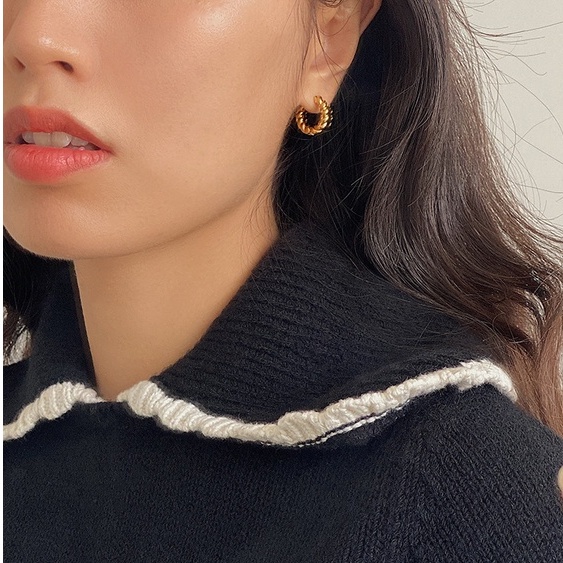 Khuyên Tai Xoắn Ốc Bằng Kim Loại Phiên Bản Hàn Quốc retro Thiết Kế Xoắn Ốc Nhỏ Cho Nữ