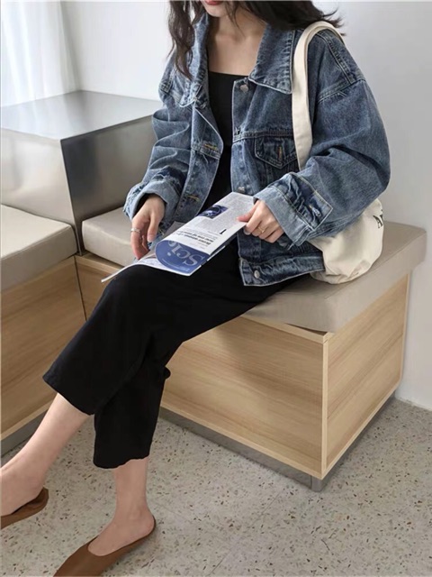 (Order) Áo khoác bò denim jacket chất dầy dặn lên phom dáng dài rộng ulzzang