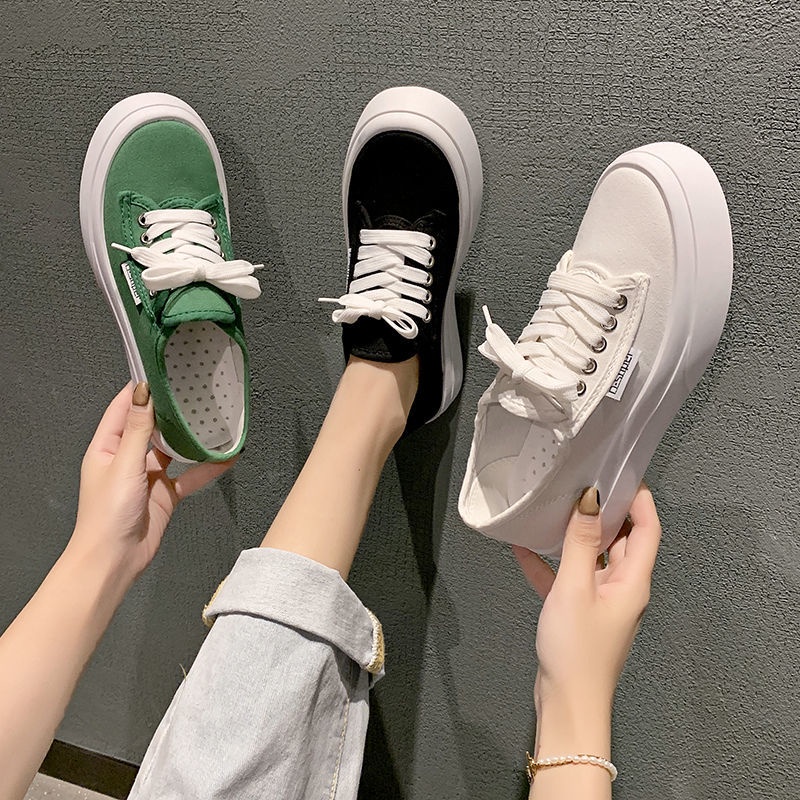 Hàng Có Sẵn Bán Chạy~ Giày Bánh Mì Vải Bạt Đế Dày Thoáng Khí Phong Cách Mùa Hè Năm 2021 Thoáng Khí Cho Nữ