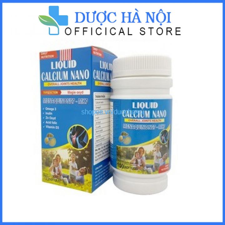 Liquid Calcium nano giúp phòng ngừa loãng xương, giúp xương chắc khỏe giảm đau nhức xương khớp glucosamin - Lọ 100 viên