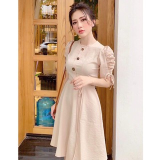 Đầm nữ dự tiệc vai xòe nơ dễ thương thời trang tt